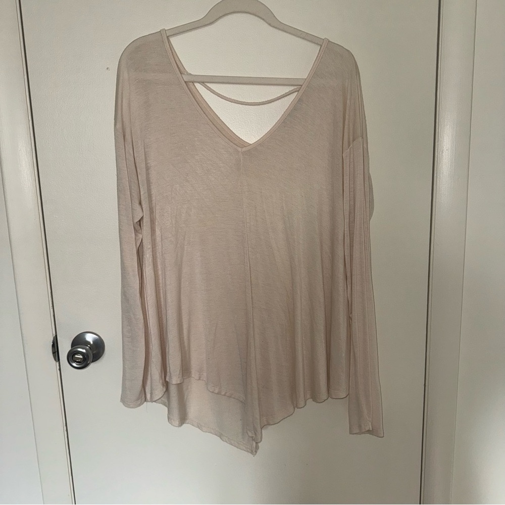 Cream Long Sleeve Top - 1X